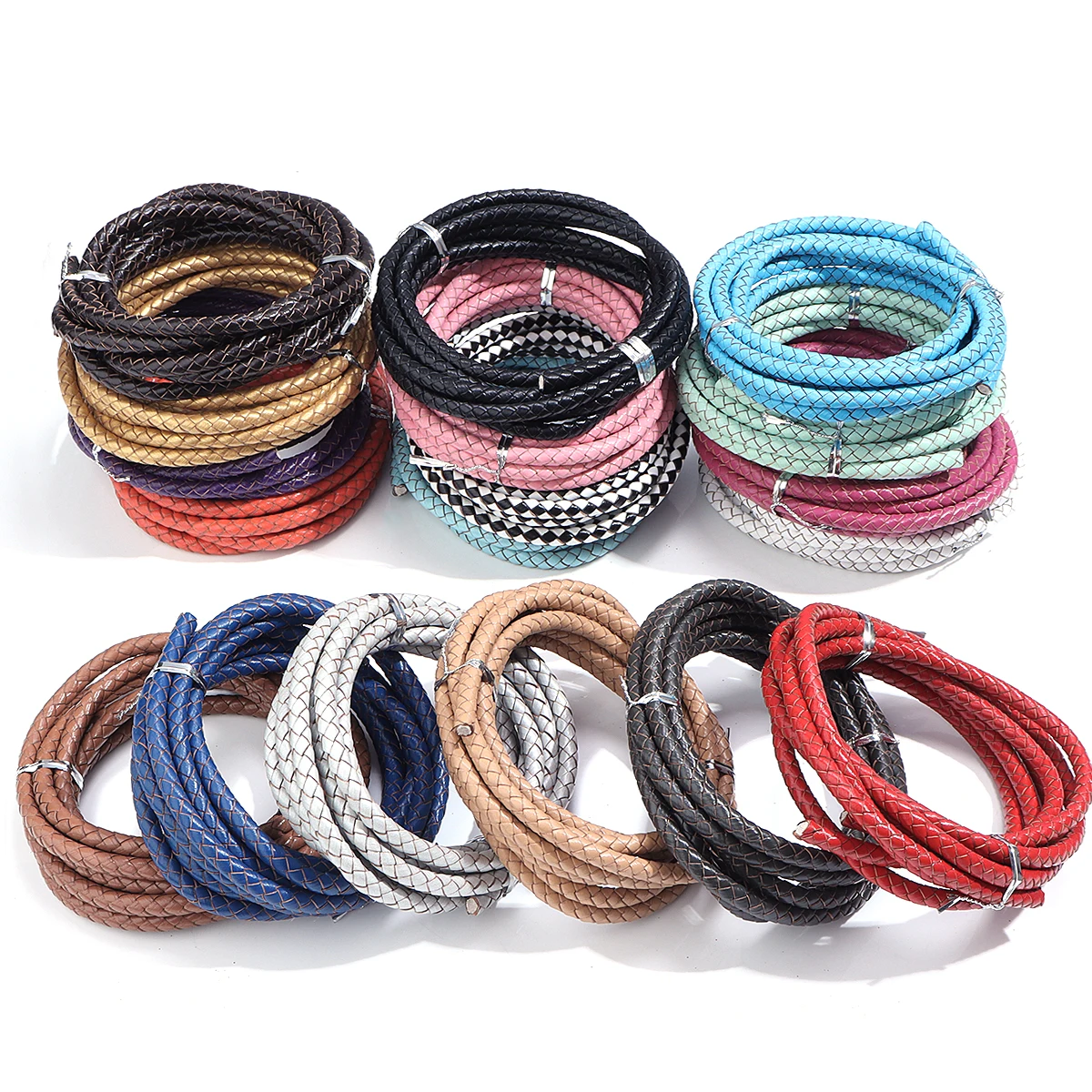 2Yards 3/4/6mm Round Braided Genuine Leather Cords Colorful Leather Rope For Jewelry Making DIY Bracelet Necklace Accessories