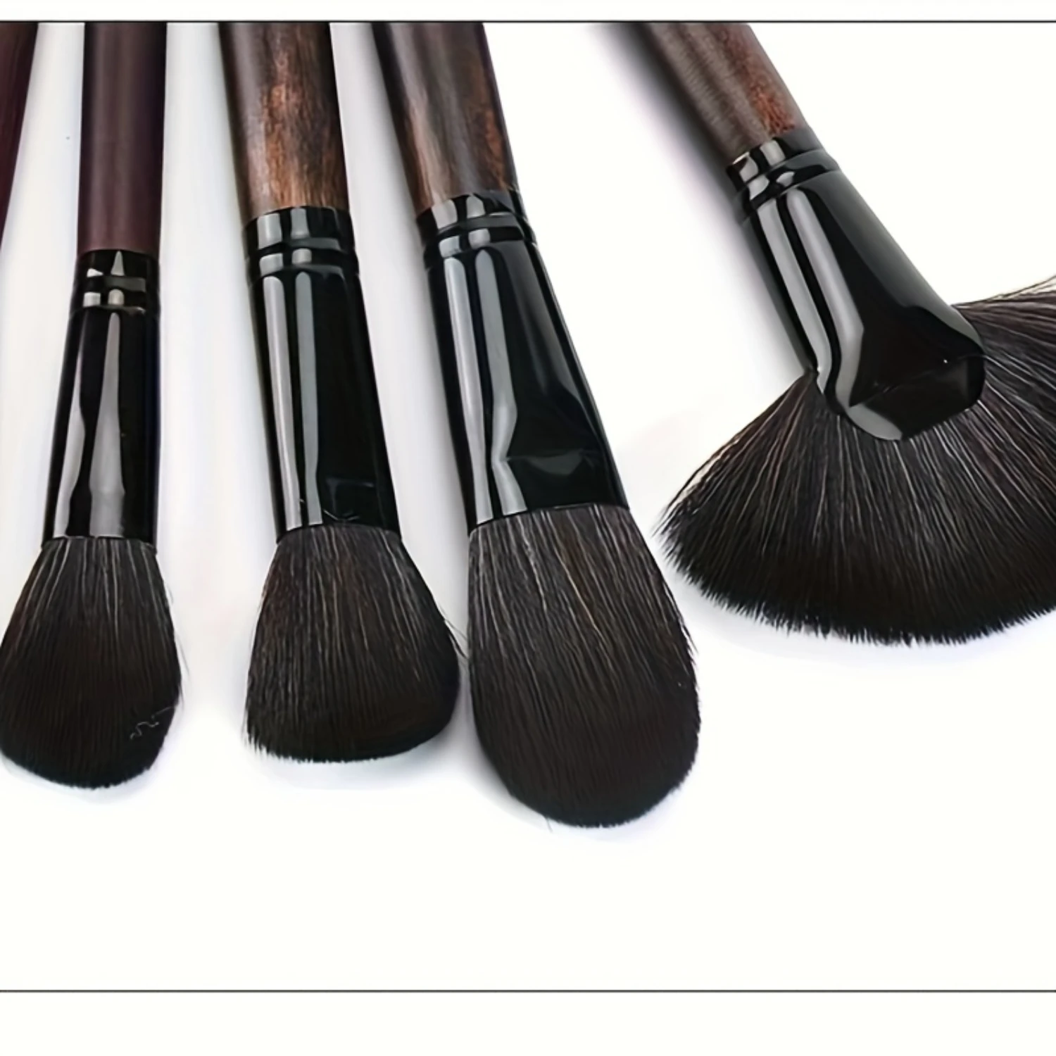 21-Piece Professional Makeup Brush Set, Oval Form, Nylon Bristles, Wooden Handles - Unscented, All Skin Types, Cosmetic Brushes