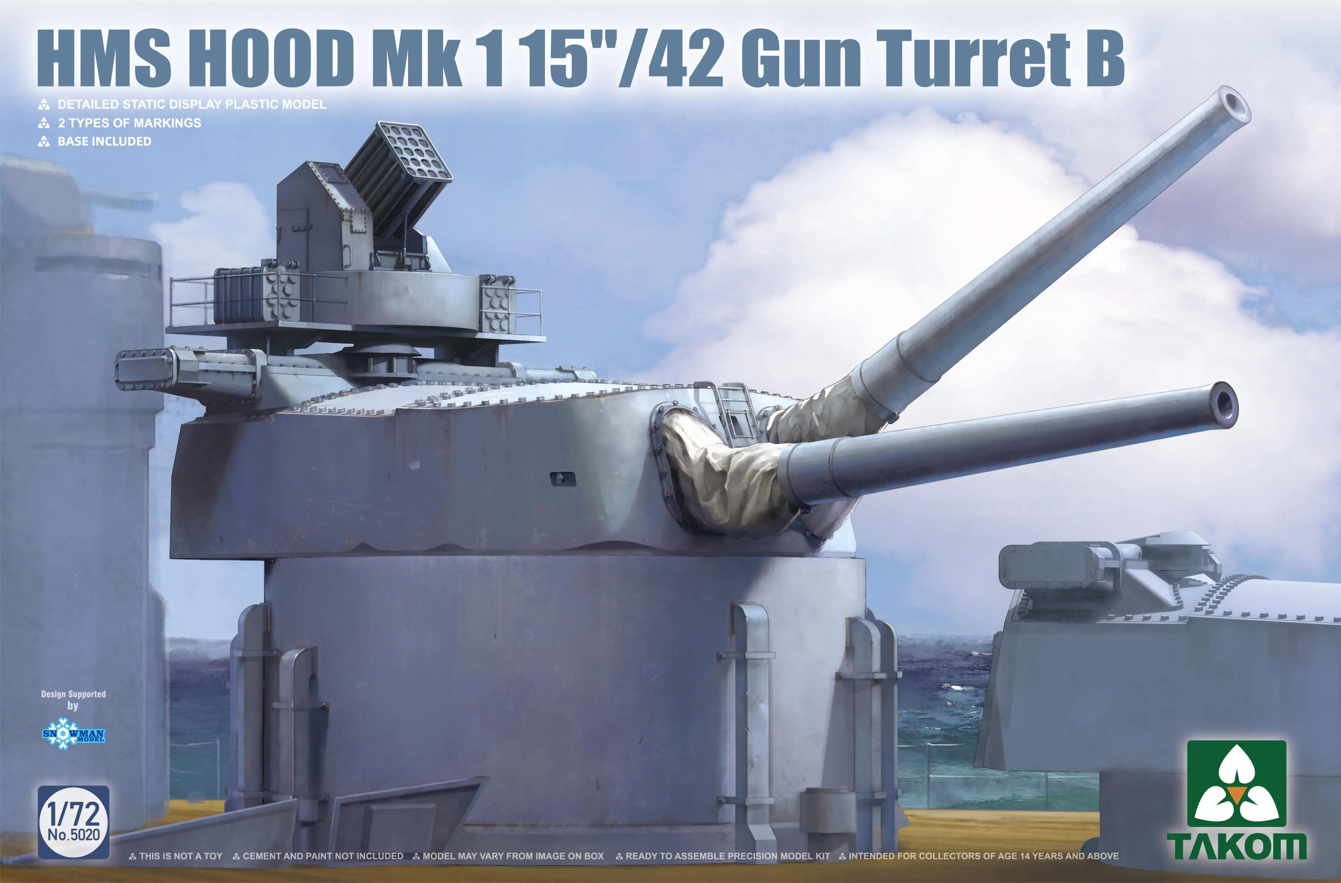 

Takom 5020 1/72 HMS HOOD Mk 1 15"/42 Gun Turret B Model Kit