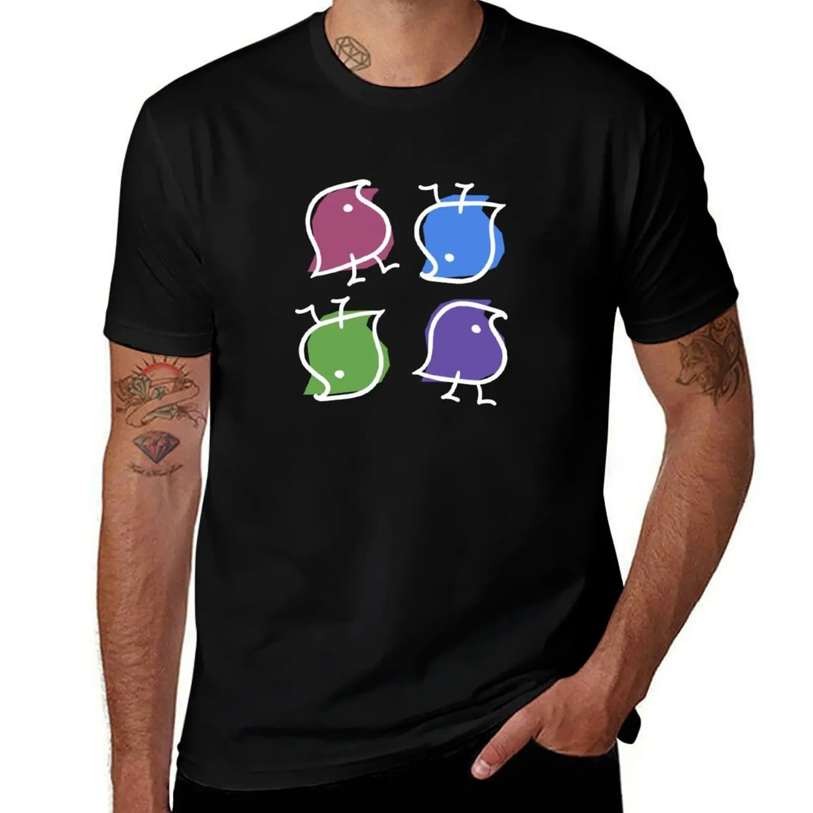 Wug print (multicolour on black) T-Shirt Soft Lightweight Cotton T-Shirt