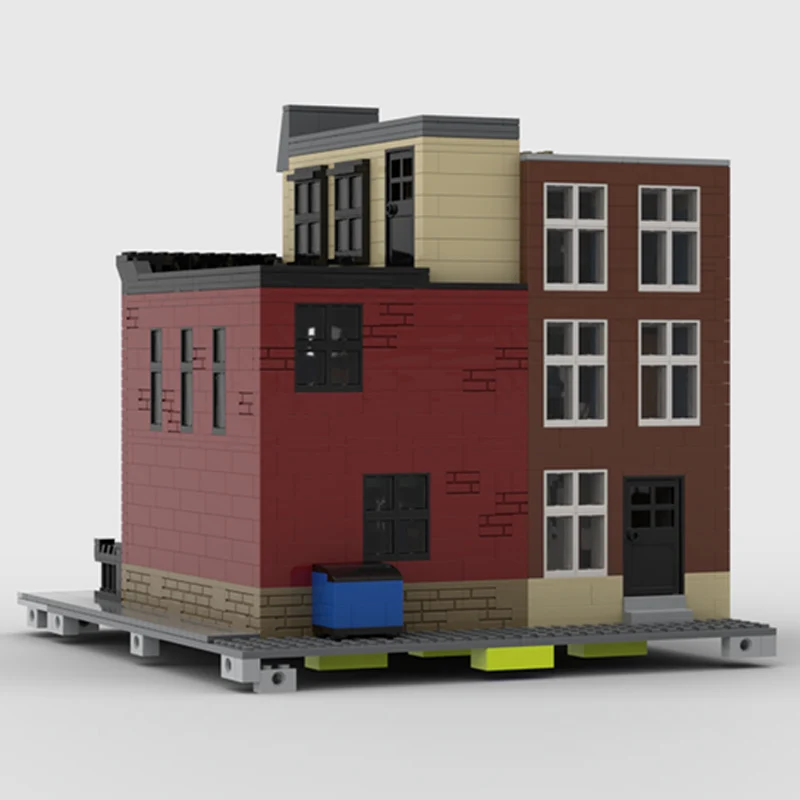 City Street View Model MOC Building Bricks American Townhouse Modular Technology Children Holiday Gifts Assemble Toys Suit