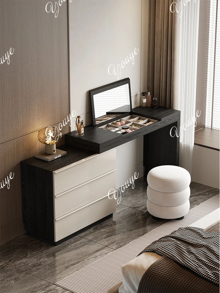 Cómoda abatible para dormitorio, mesa de maquillaje de estilo retro simple y moderno, armario de almacenamiento para cabecera de cama