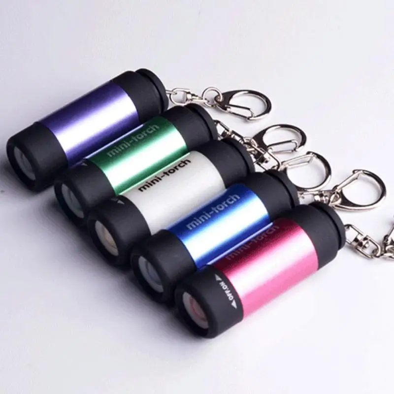 Mini Flashlight Keychain Pocket Torch USB Rechargeable LED Light Flashlight Lamp Waterproof Strong Light Small Key Ring