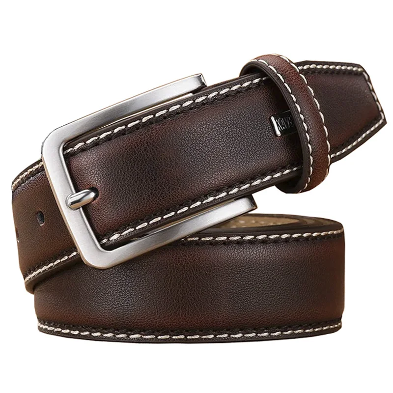 Fashion Men Belts Genuine Leather Luxury Designer Vintage Pin Buckle Waist Belt For Jeans Cinturon Cowboy Hombre Width 3.3 CM