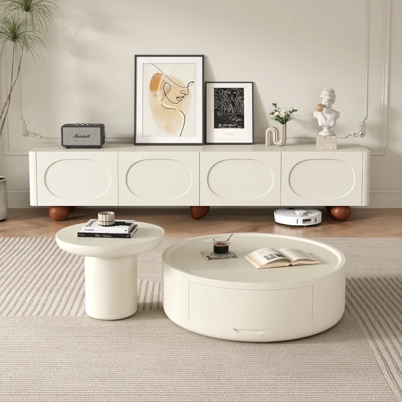 Storage Universal Tv Table Living Room Center 200Cm Designer White Tv Stand Modern Wood Minimalist Fernsehen Tisch Furniture
