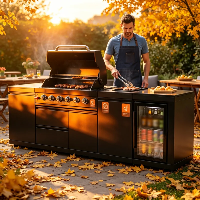 Premium 304 Stainless Steel Black Module BBQ Kitchen Island Customized for Garden Patio Outdoor Entertainment
