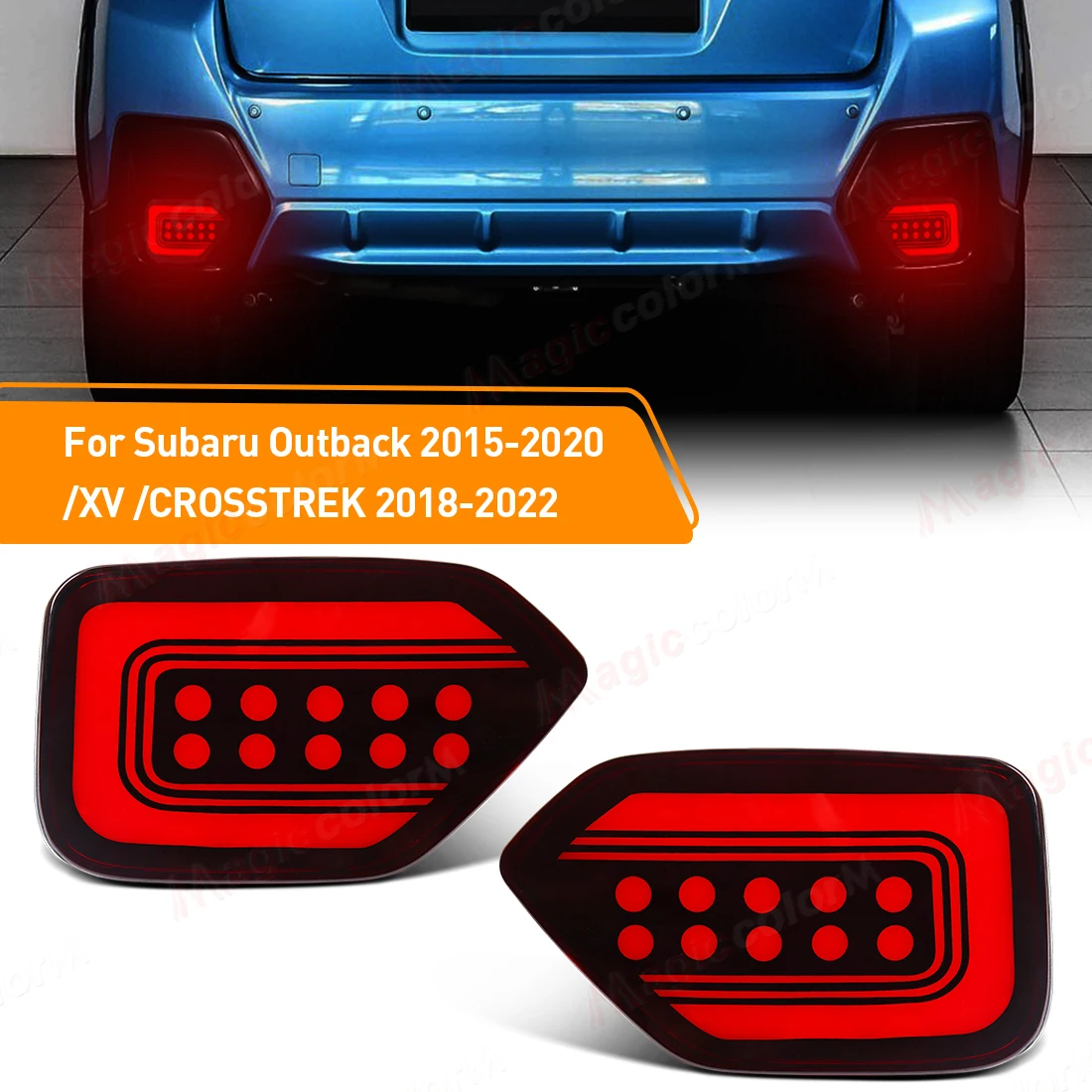 

Car LED Rear Bumper Reflector Light For Subaru Outback 2015 - 2020 XV 2018 - 2023 Tail Brake Fog Light Dynamic Turn Signal lamp