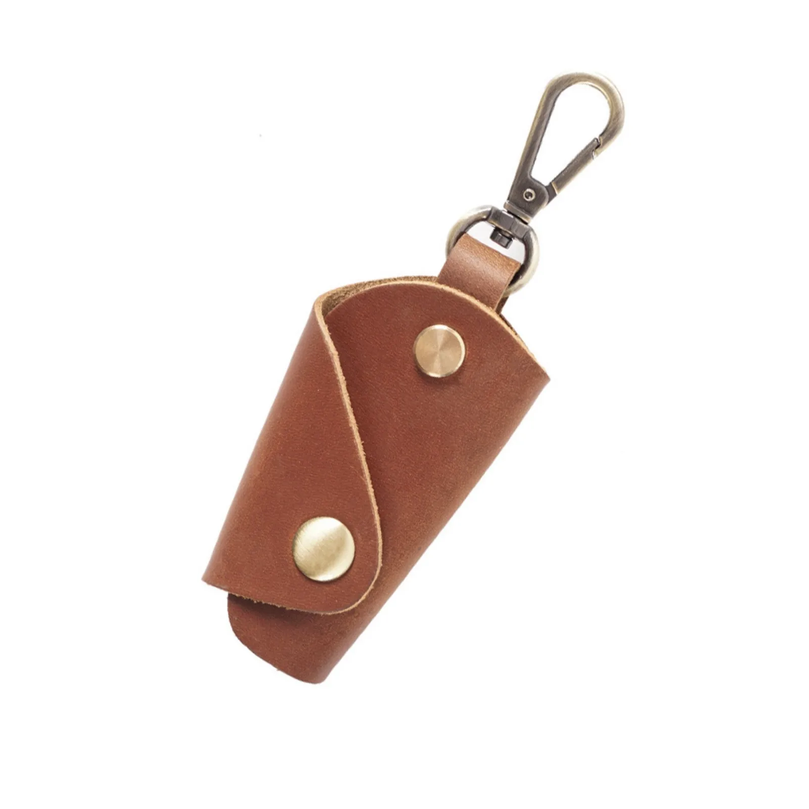 

Genuine Leather Key Holder Case Vintage Leather Wrap Keychain Cover Key Organizer with Snap Closure, Silencer Sleeve Key Holder