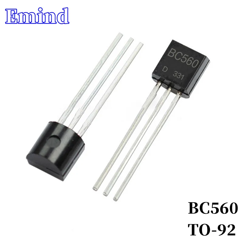 Transistor bipolar 45v/100ma do amplificador de 100 pces bc560 dip para-92 tipo