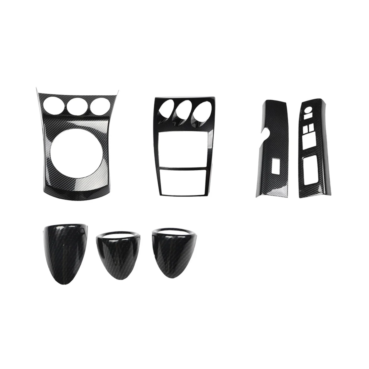 

For Nissan 350Z Z33 AT RHD Center Console Gear Panel Window Lift Cover Set Interior Trim Accessories, ABS Carbon