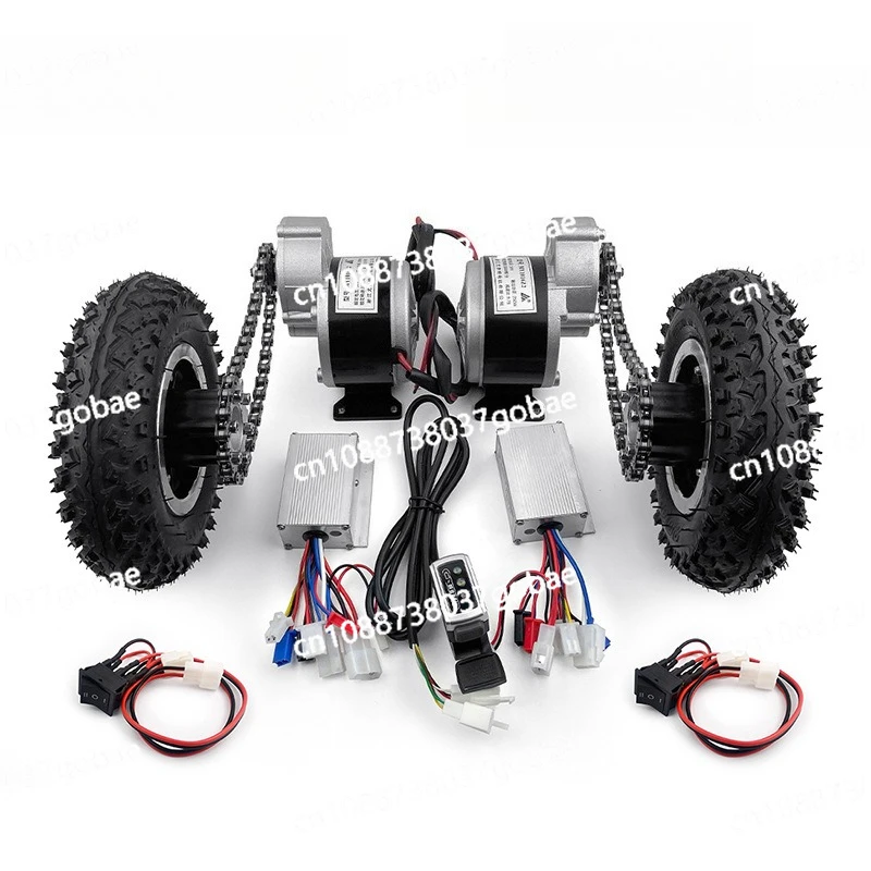 2 * 250W 10-inch dual-drive pneumatic wheel reverse electric conversion kit, easy to carry 200kg trolley flat