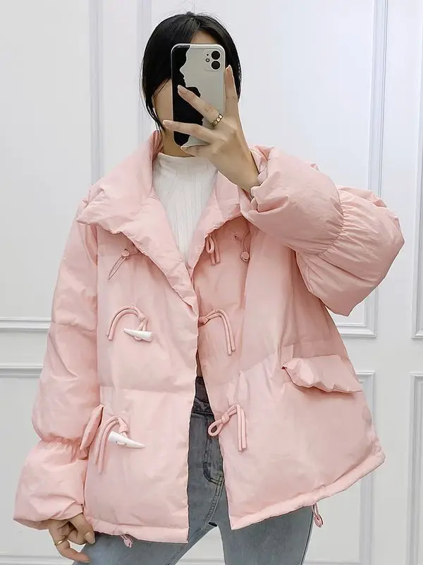 2025 Winter New Style Button-Down Loose White Down Jacket