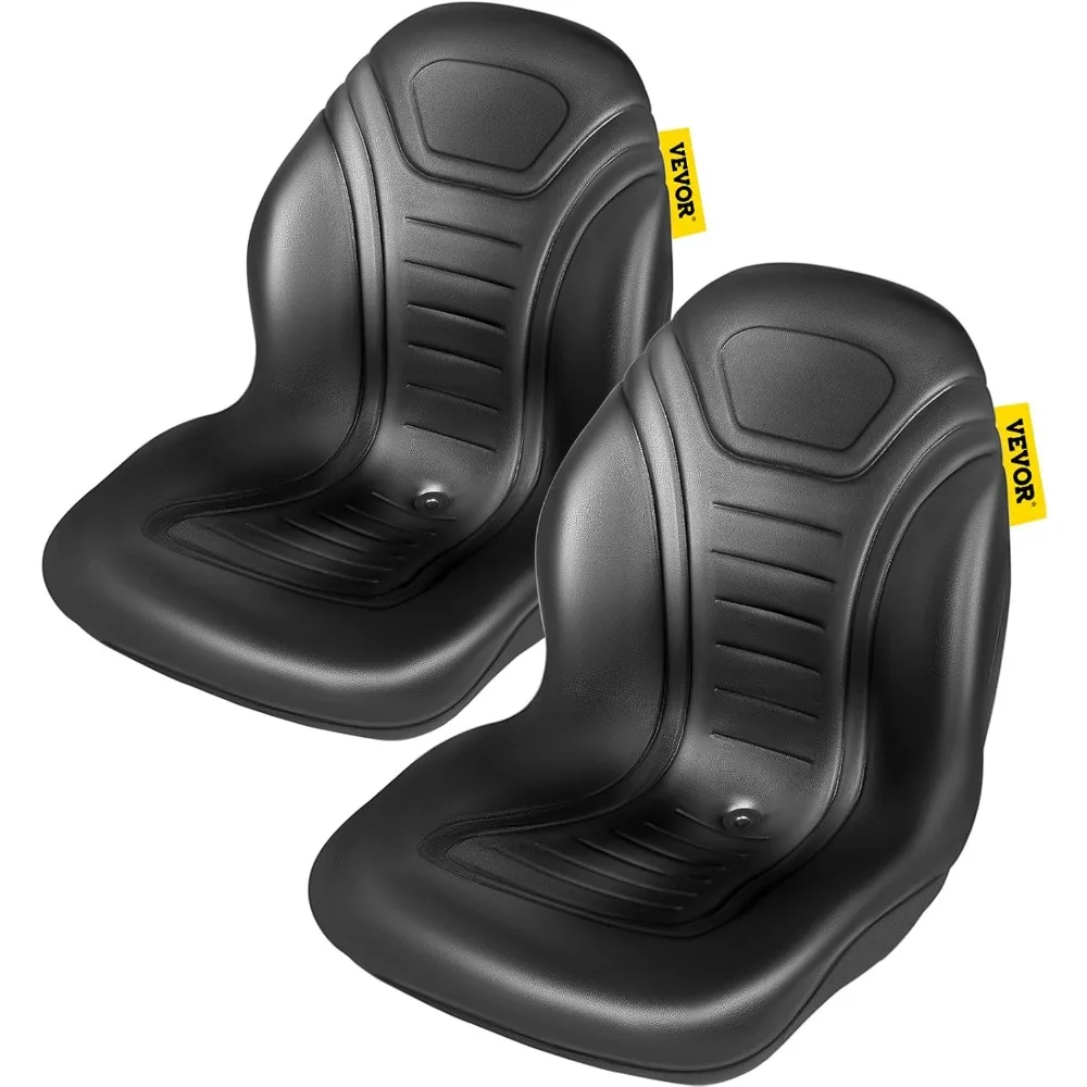 

Universal Tractor Seat Replacement 2 Pcs Compact High Back Mower Seat, Black Vinyl Forklift Seat, Central Drain Hole Skid