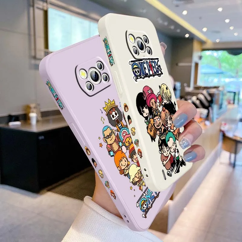 

One Piece character cute For Xiaomi Mi Poco X3 X4 X5 X6 M4 M5 M6 F4 F5 F3 GT Pro 5G Liquid Left Rope Phone Case