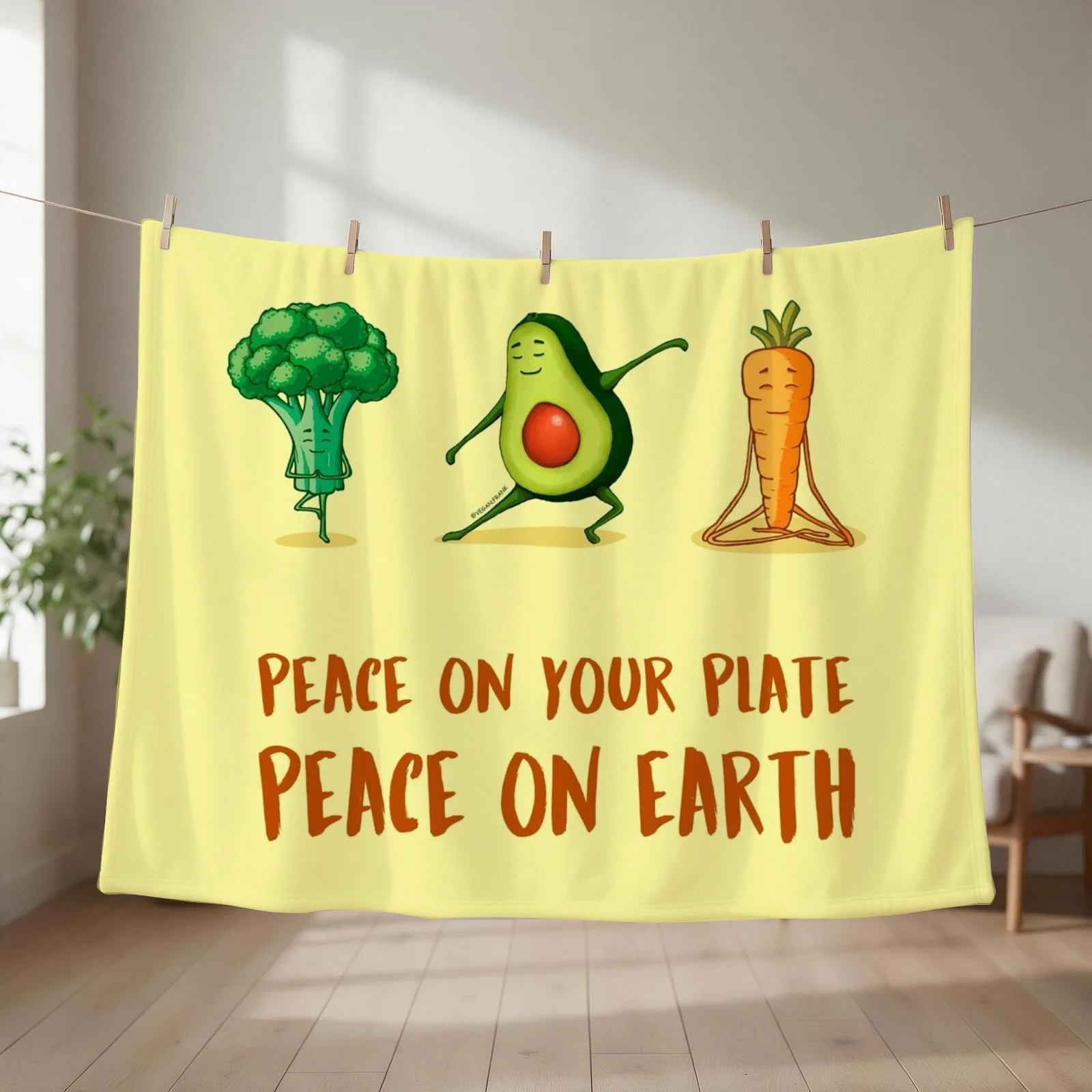 Cute Yoga veggies: broccoli - avocado - carrot Throw Blanket Extra Large Throw Decorative Throw Single Weighted Blankets