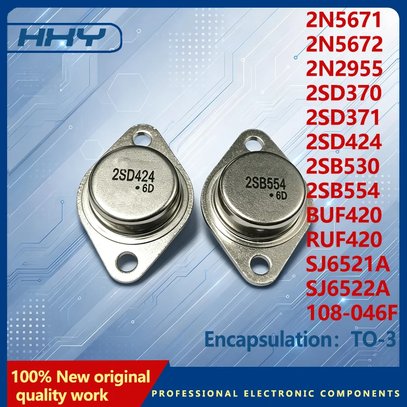 100% New original 2SB531 530 TO-3 2SD370 371 2SB554 2SD424 SJ6521A 6522A 2N2955 BUF420 520 108-046F 2N5671 5672  transistor