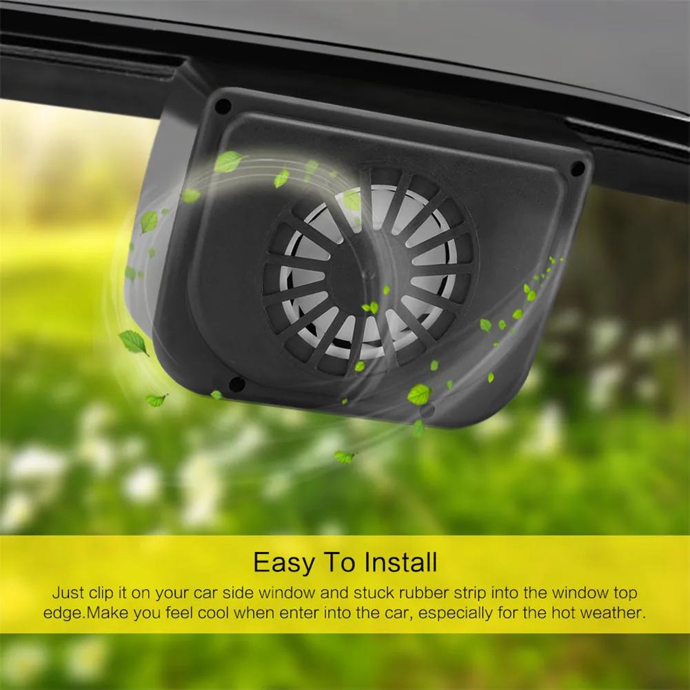 Summer Car Solar Powered Auto Window Fan Air Vent Ventilation Fan Air Vent Radiator with Rubber Strip Car Solar Exhaust Fan