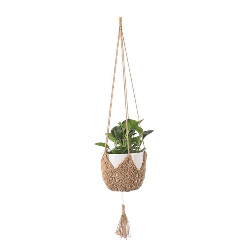 Porte-plantes suspendus d'intérieur, corde tissée à main, support Pots fleurs