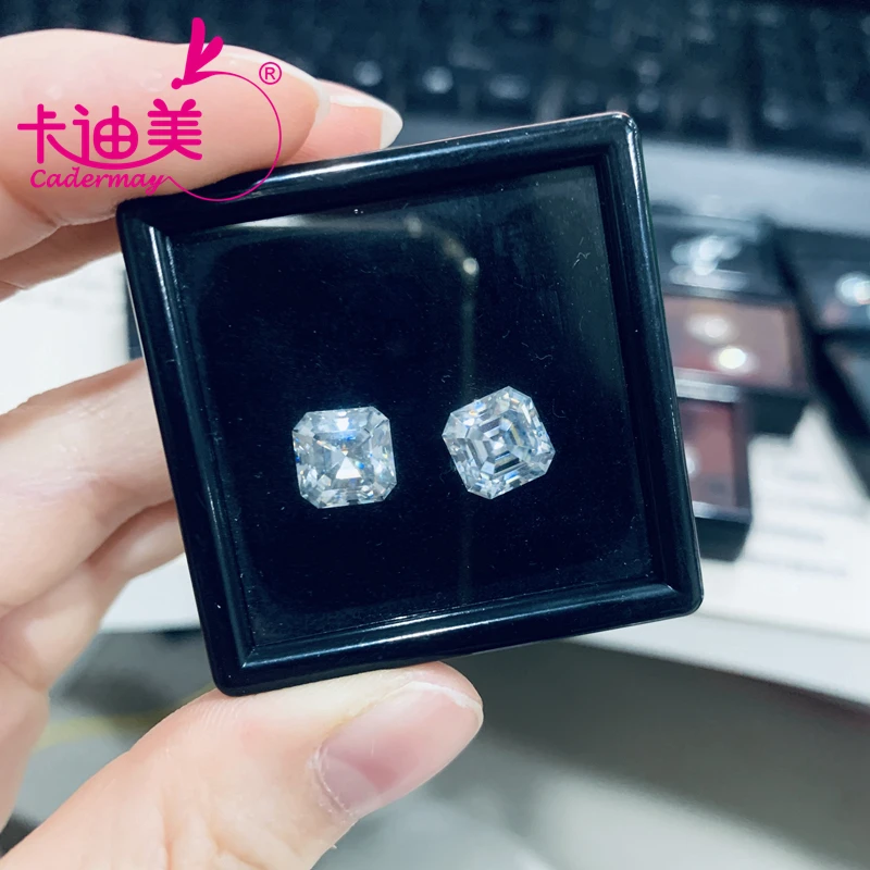 CADERMAY D VVS1 Moissanite Loose Stone Asscher Cut 0.5-5.0CT Gemstones With Certificate for DIY Jewelry Making in Wholesale