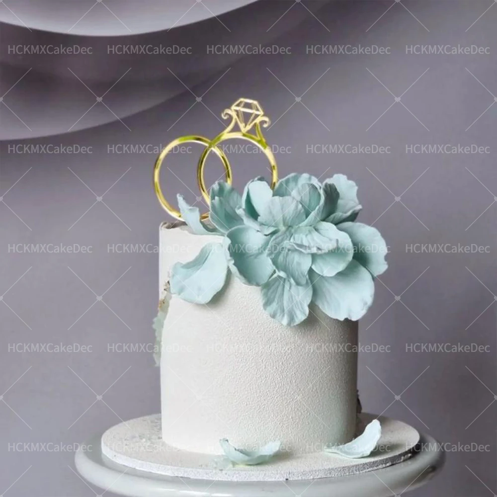 3-teilig/27-teilig/28-teilig/Set Goldene Acryl-Kuchendekoration A-Z Buchstaben & Ring-Design für Hochzeit, Verlobung und Party – Detail 4