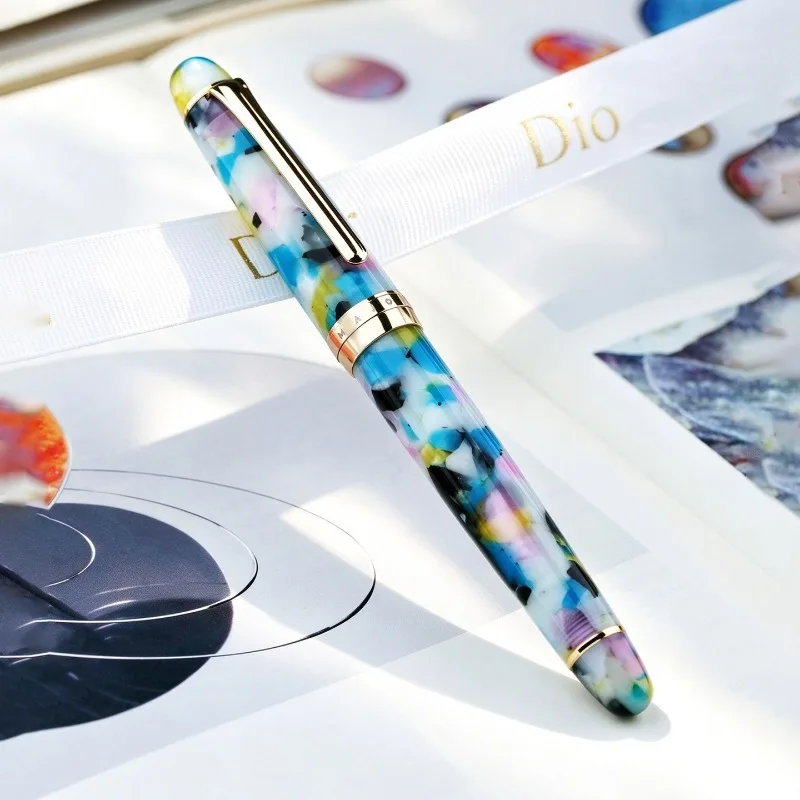 MAJOHN S7 Sugar Colored Resin Pen 6 # 35 Gold Plated Da Ming Sharp Universal Writing Handbook Practice Iridium Ink Pen