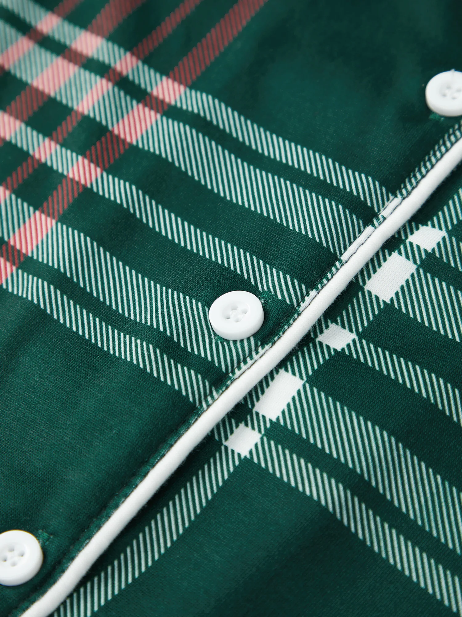 Plaid Button Sleeve Lapel Tops Green Green Red Set Down Lapel Tops Pants Family Professional Family Matching Pajamas