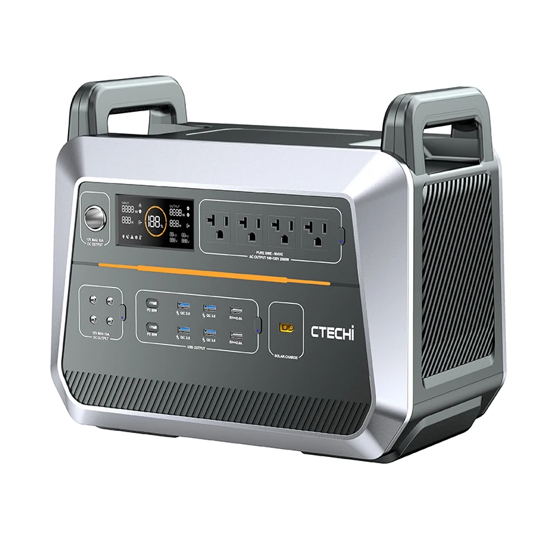 

CTECHi 2000W Quick Charge LiFePO4 Lithium Battery Power Energy Storage UPS Backup Portable Solar Power Generator Station