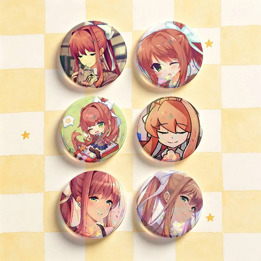 M-Monika DDLC Custom Badges 75mm 44mm 25mm 32mm 58mm Hat Backpack Accessories Toys Collect Gifts Large
