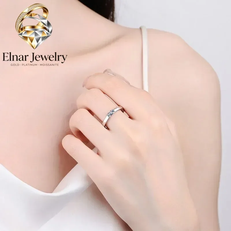 

Elnar Jewelry Daughter Adult's Day Platinum PT950 Women Wedding Band Moissanite Diamond 0.5CT Rings Girlfriend Birthday Gift Fin