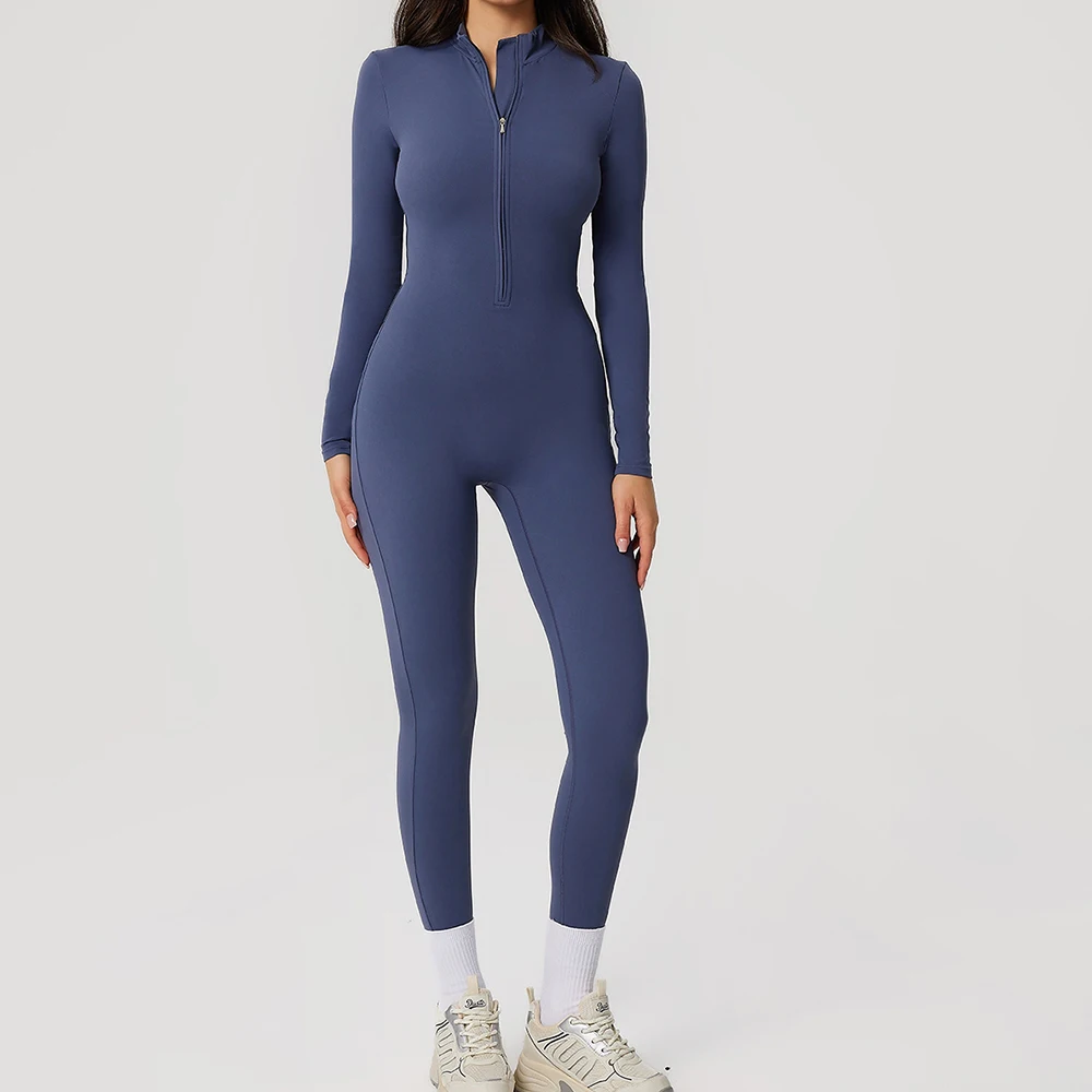 Yoga overall Lange mouwen Dames Sportkleding Gym Rits Jumpsuits Workout Hoge intensiteit Fitness Eendelig nauwsluitend kledingstuk