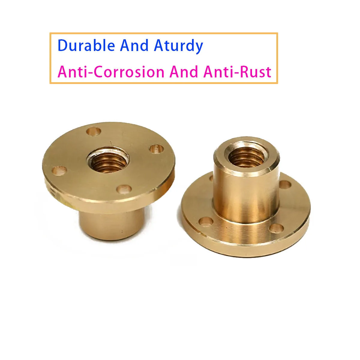 2/3/4/5/6/8mm Round Brass Nuts T10-T40 Pitch Trapezoidal Nuts, Suitable for CNC 3D Printer Parts Maintenance