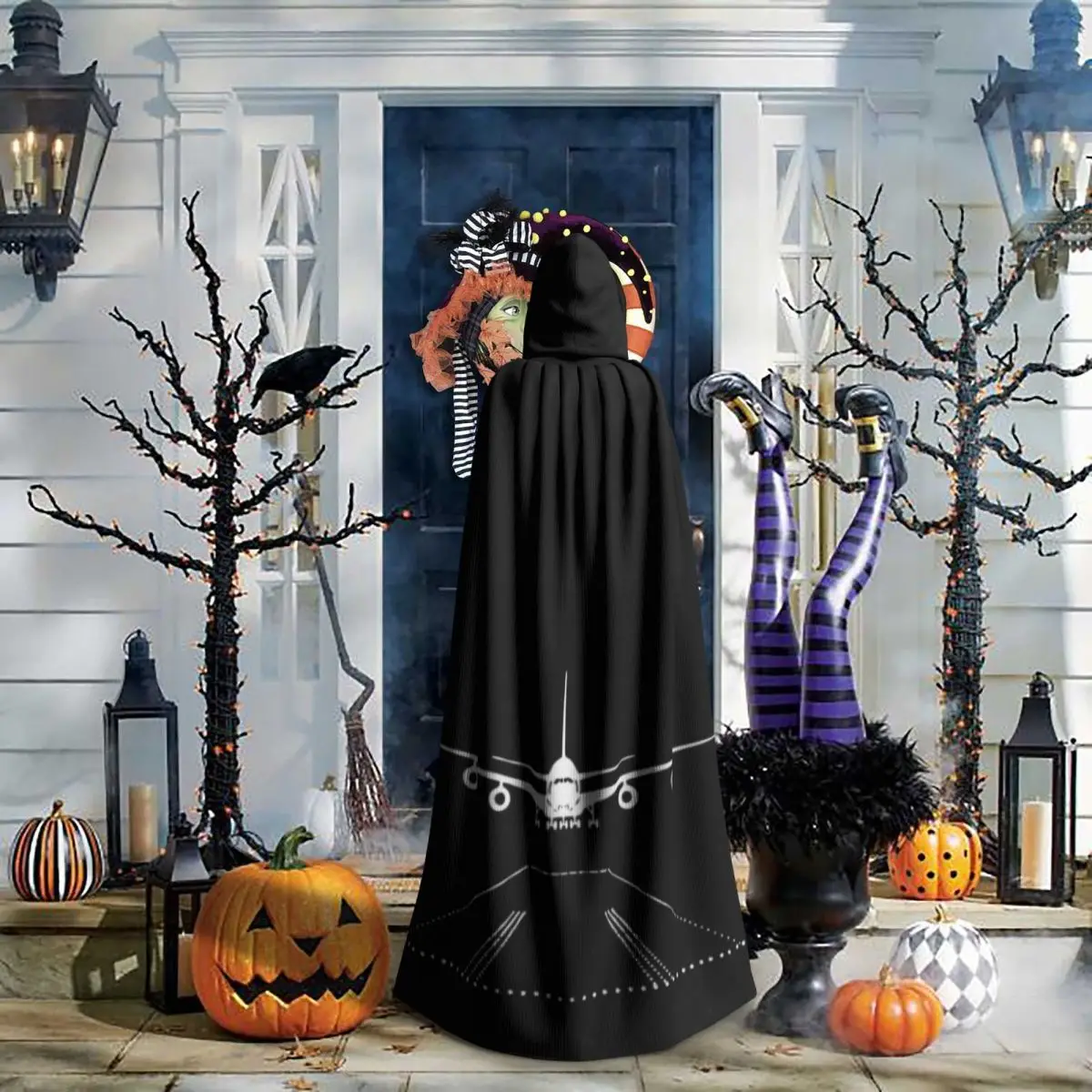 비행기 조종사 긴 후드 망토 마녀 중세 의상 코스프레 케이프 할로윈 뱀파이어 성인 유니섹스