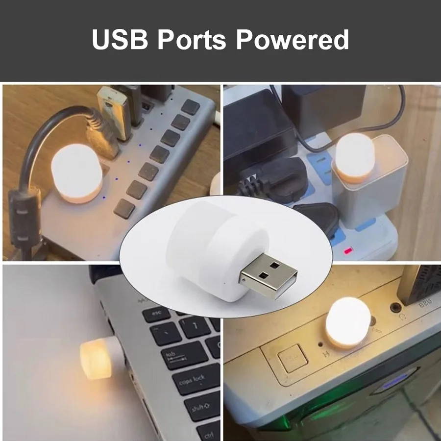 USB Mini Night Light Portable LED Lamp White Light Warm Light For Room Learning Book Light For Power Bank PC Laptop Notebook