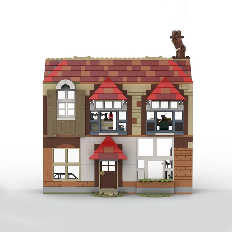880 PCS MOC Old Burrow Inn Rustic Village Tavern Building Historic Scene DIY Model Building Blocks Birthday Toys Gift