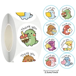 500pcs Thank You Stickers 1 Inch Cartoon Dinosaur Labels for Packaging Baking Labels Gifts Seal Decor Children's Reward Stickers