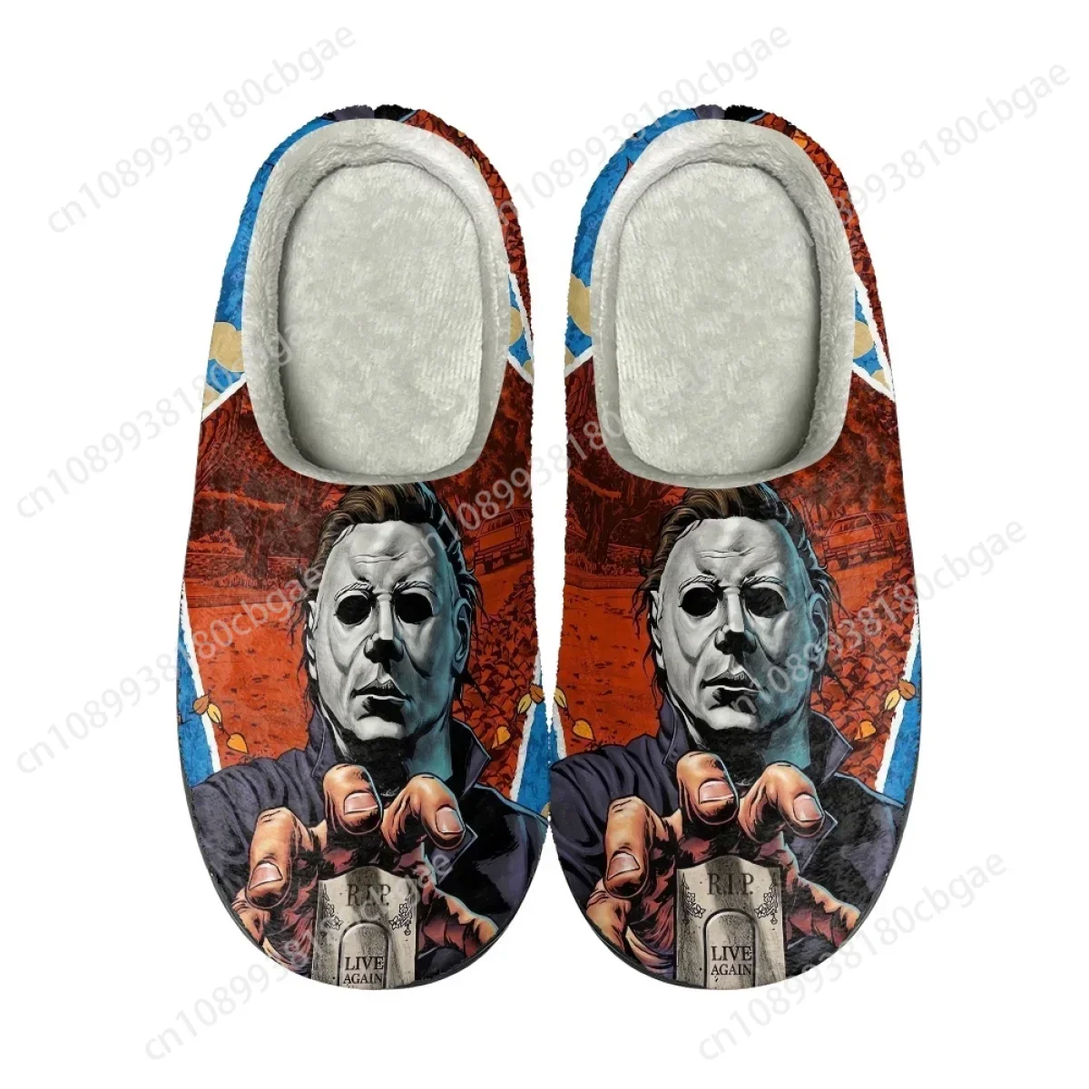 

Custom Halloween Horror Terror Movie Cosplay Michael Myers 3D Print Big Size Slippers Autumn Winter Men's Cotton Slides Hot