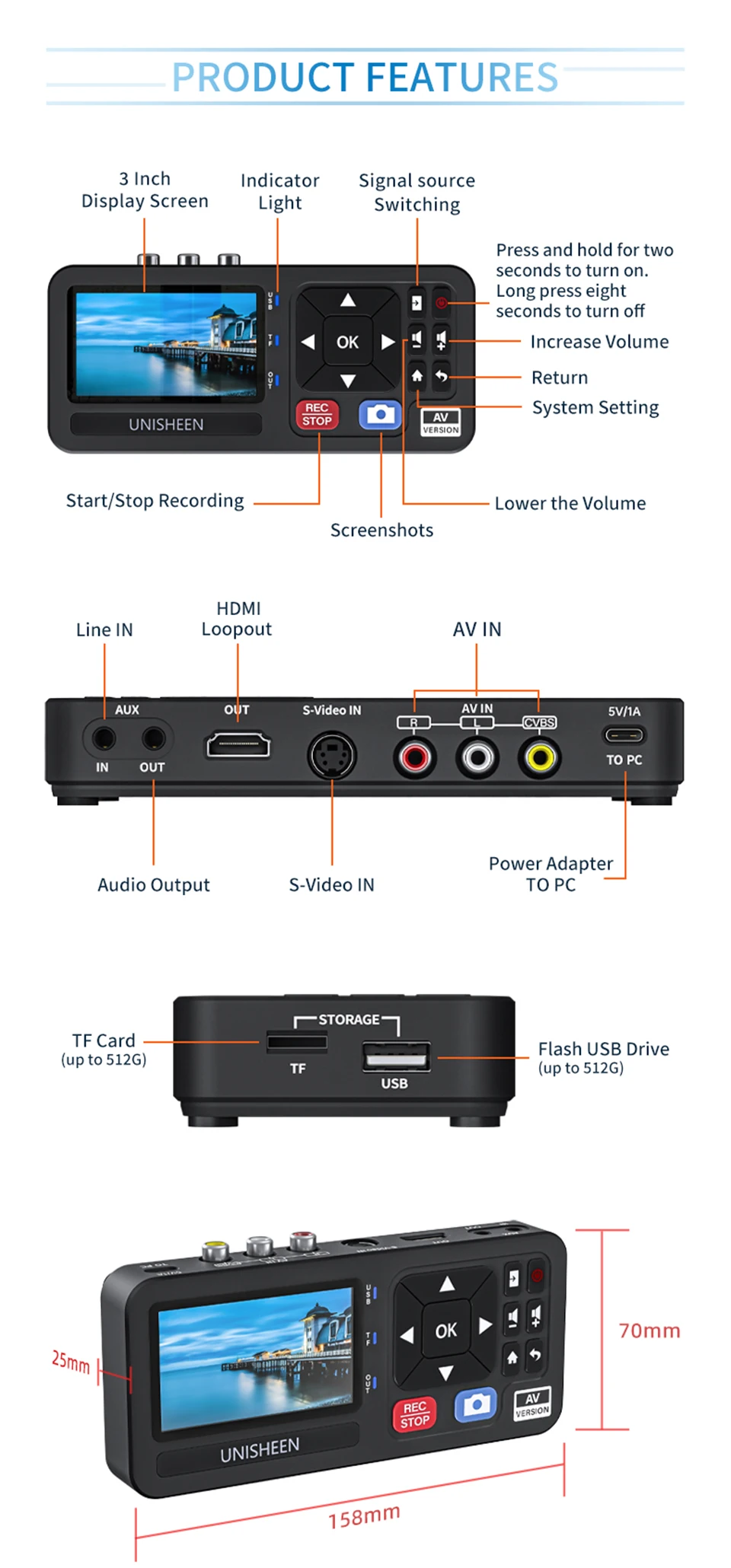 UNISHEEN Alter Camcorder-Konverter, Kassette, MP3-Rolle, Mini, kleines VHS-Band zum Blinken, digitaler Videokamera-Recorder – Detail 11