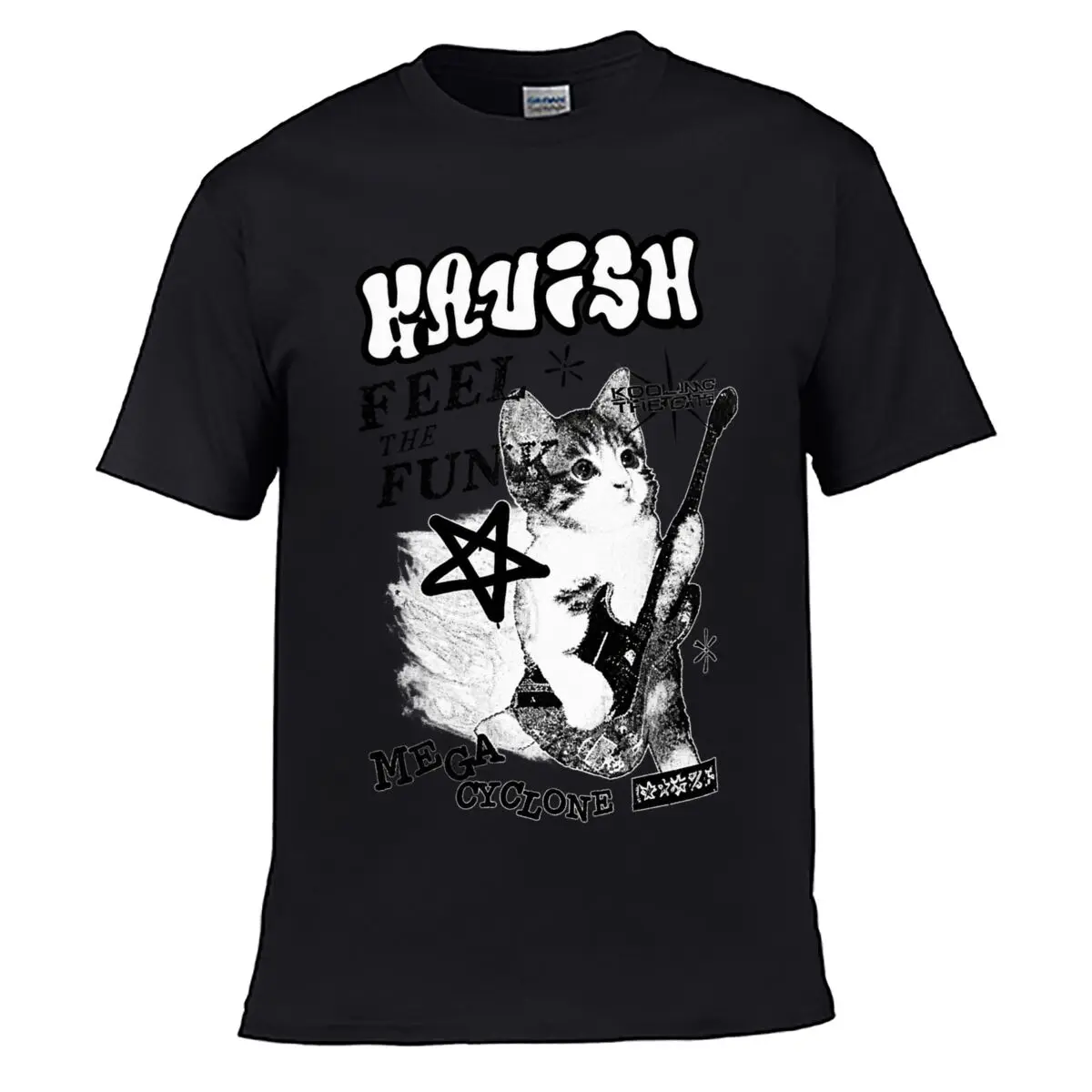 Cat Guitar Feel The Fun Mega Cyclone Rock Graphic Men Summer T-shirt Top