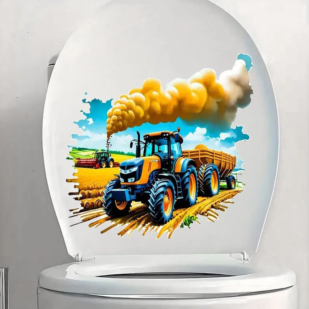 Vibrant Farm Tractor Self-Adhesive Stickers, Bedroom Entryway Living Room Porch Home Decoration Wall Stickers