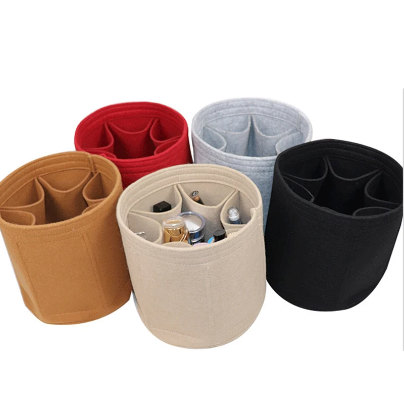 Felt Inner Bag, Women's Felt Makeup Bag, Separated and Organized Storage, Round Bucket Bag