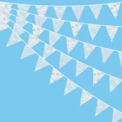 10M 36 Pennant Lace Hessian Flags Birthday Carnival Fabric Bunting Wedding Party Decor Banner Home Baby Shower Garland