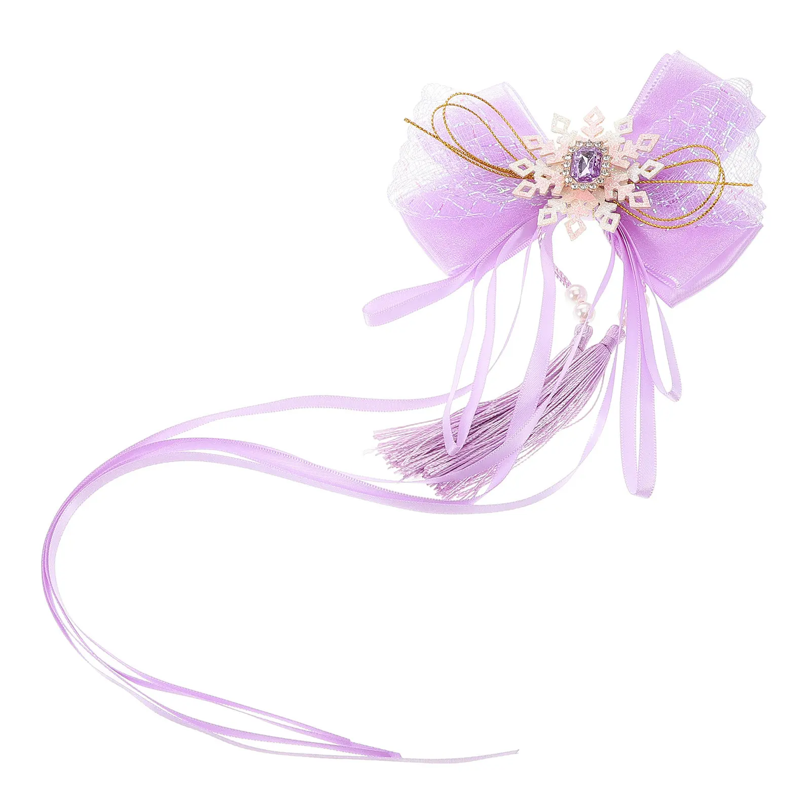 

Заколки для волос с бантом из тюля для девочек, в китайском стиле, с лентой, фантазийные детские аксессуары для волос, новогодние праздничные заколки-бантики