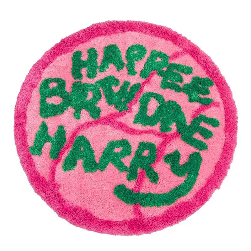 5D Pink Birthday Cake Round Carpet for Kids Children Living Room Imitation Cashmere Area Rug Bedside Blanket Door Mat Floor Mat