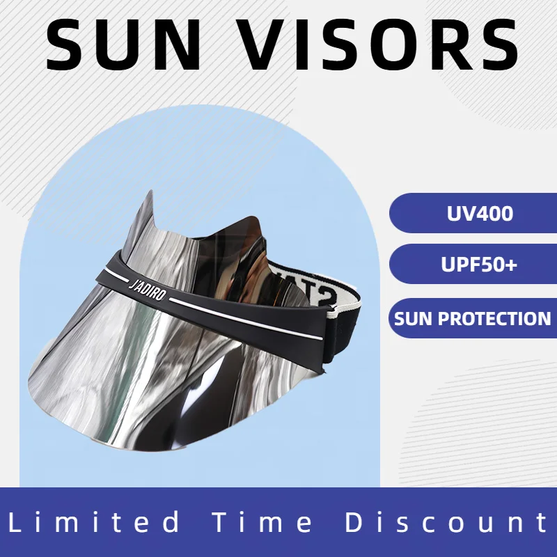 

Silver Sun Visors Adjustable Beach Cap Fashion Summer Sun Hats UV Protect Golf Caps for Women Men Running Walking Travel Tennis