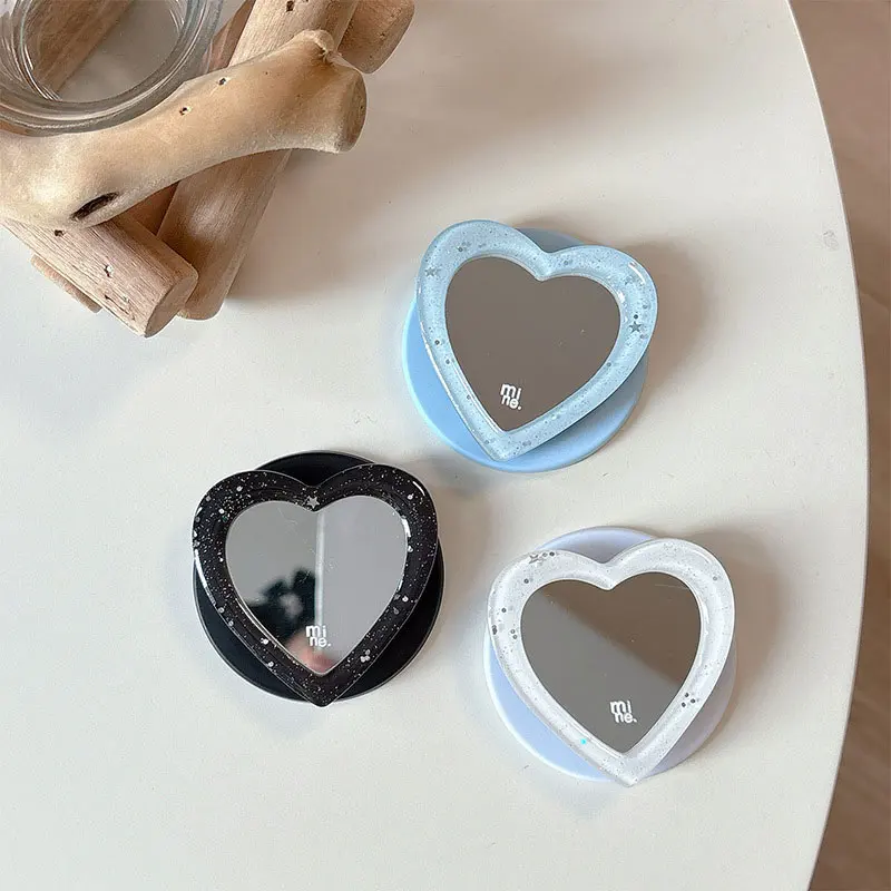 

Магнитный держатель-подставка Griptok для iPhone 17 и Samsung с зеркалом в виде сердца, однотонный, минималистичный, выдвижной, с функцией амортизации