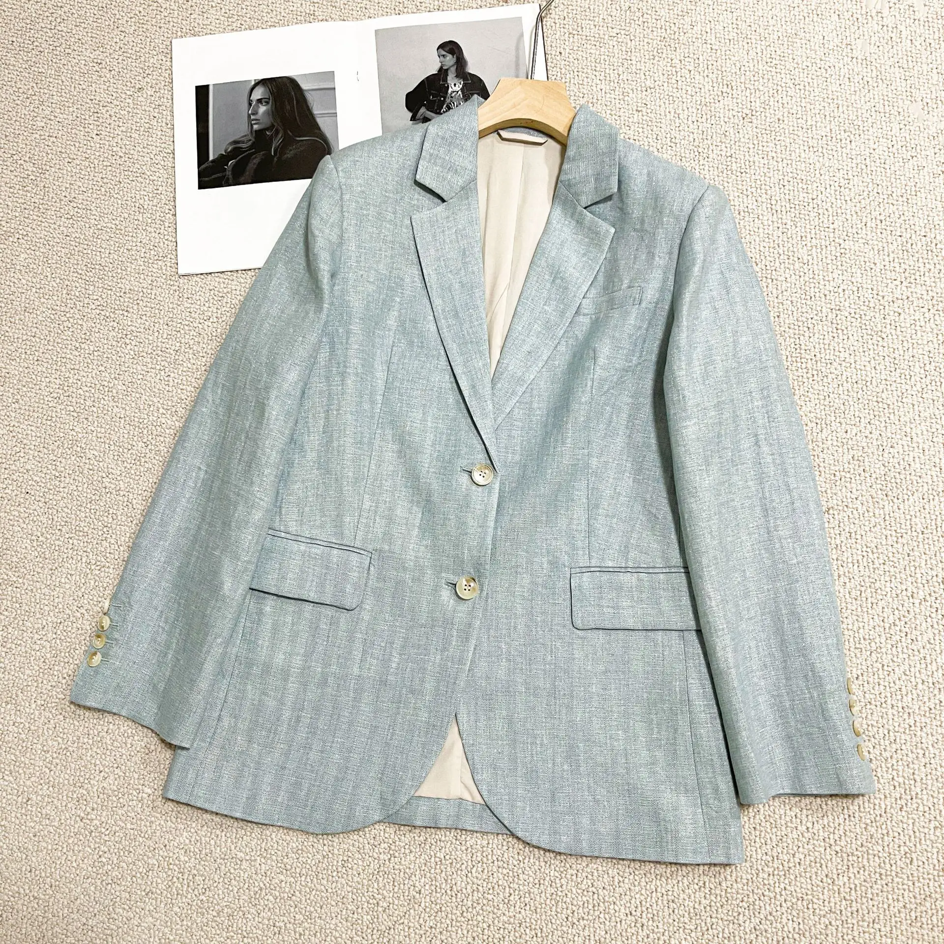 

2026 Spring New Arrival High-Quality Fashionable Casual Elegant Versatile Linen Suit Set For Women, Slimming And Flattering