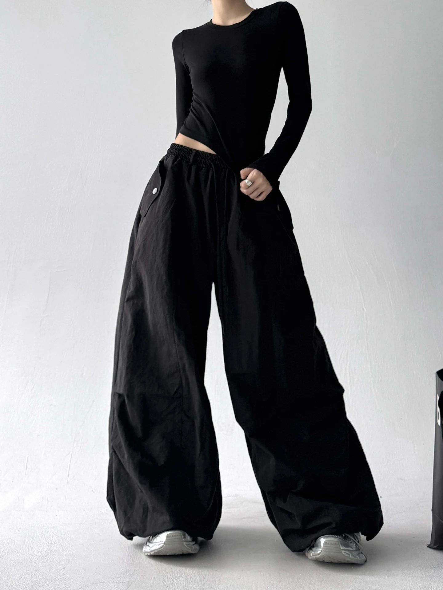 กางเกงทำงานทรงหลวมสไตล์อเมริกันสำหรับผู้หญิง รุ่น Thiened American Sle Bla Paratrooper เหมาะสำหรับเต้นแจ๊ส ใส่สบายๆ ในฤดูใบไม้ร่วงและฤดูหนาว