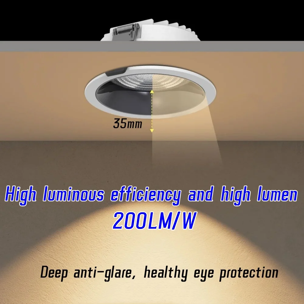 Recessed High brightness Anti-glare LED Downlight 7W-15W-24W SMD Ceiling lamp AC85-265V 200LM Light efficiency Interior lighting