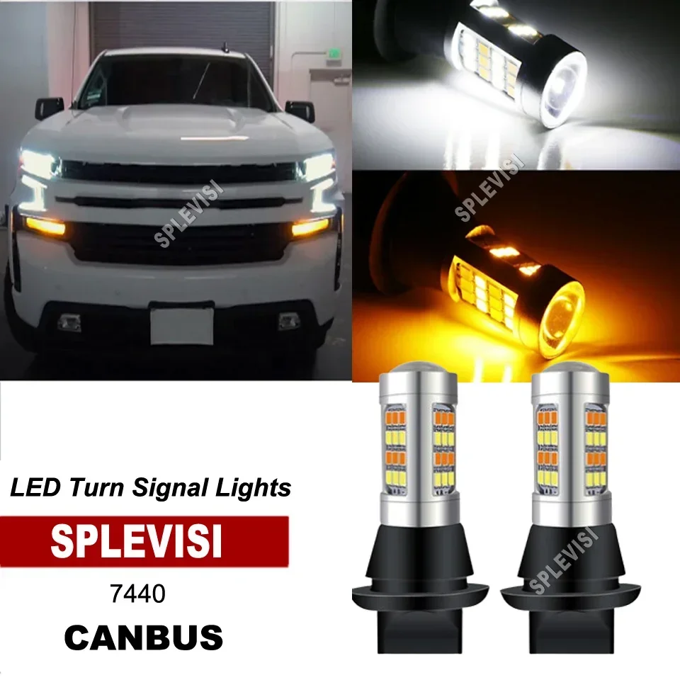 

2Pcs White/Amber LED Swtichback Turn Signal Light DRL Bulbs For Chevy Chevrolet Silverado 1500 2014-2020 Colorado 2015-2018