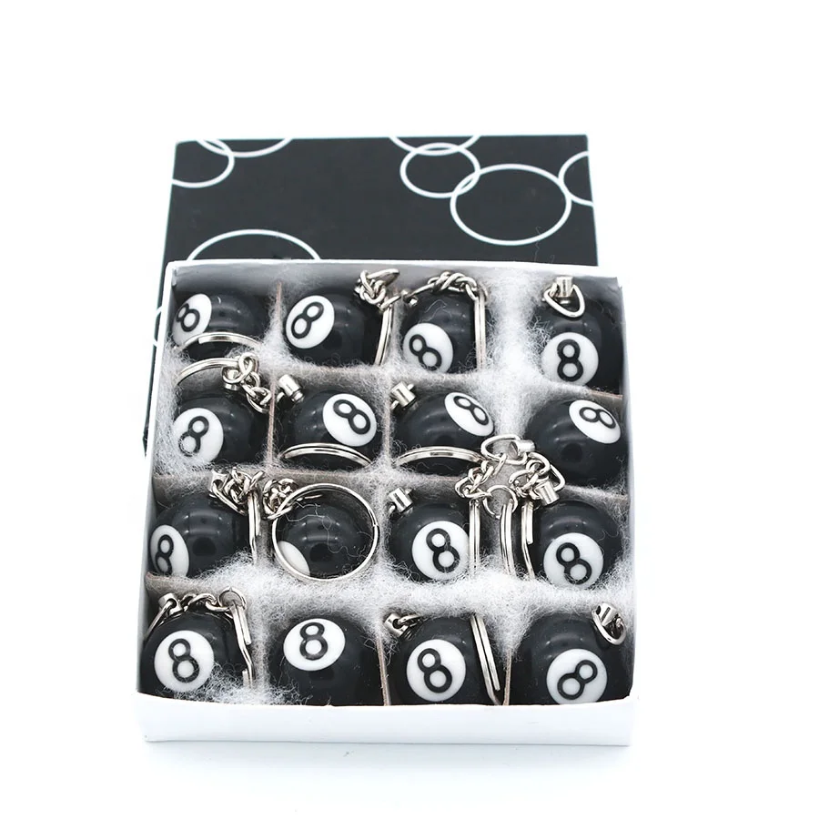 

8 Black Ball 25mm Billiard Black No.8 Lucky Number Ball Keychain